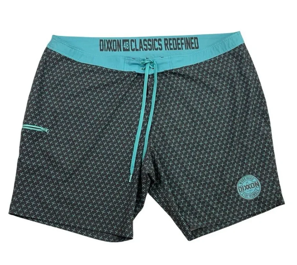 Dixxon Board Shorts Mens 48 Gray Drawstring Waist Surf Swim Trunks